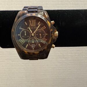 Michael Kors Brown Tortoise Watch with Gold Accents